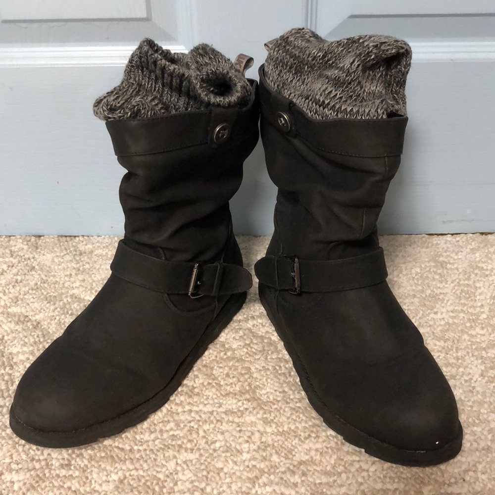 Muk Luks boots with sock topper. Size 8